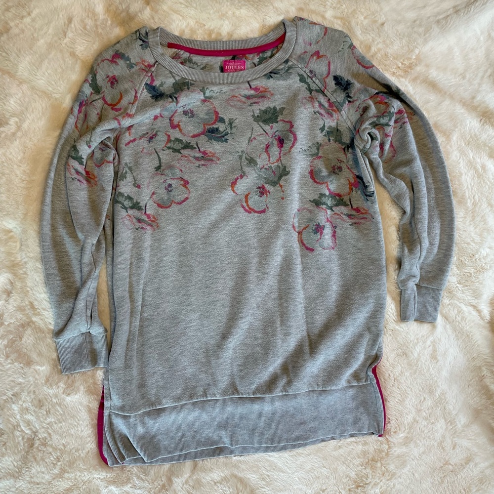 Joules 3/4 sleeve floral sweatshirt